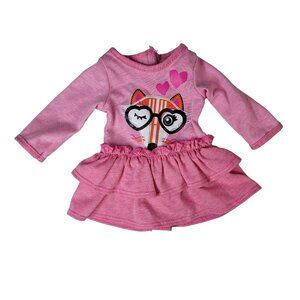 2/$15 14" Doll Clothes Fox Dress Top Ruffles Hearts Long Sleeve Hook Loop AG OG